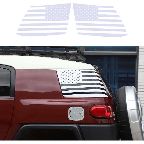 

Compatible with Toyot@ FJ Cruiser 2007-2017 Tailgate Side Window American Flag Decal Sticker, Rear Side Window American Flag Trim Sticker Decal білий