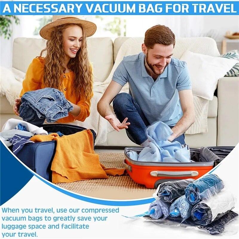 Roll Up Travel Space Saver Storage Bags for Luggage Clothes Cruise Ship Essentials Home Packing-Organizer