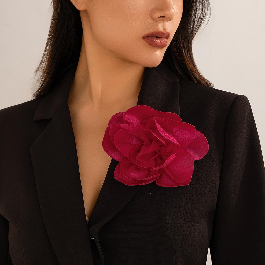 YueYueLoove Oversized Satin Flower Brooch – Large Rose Camellia Pin For Dresses & Weddings - View #2