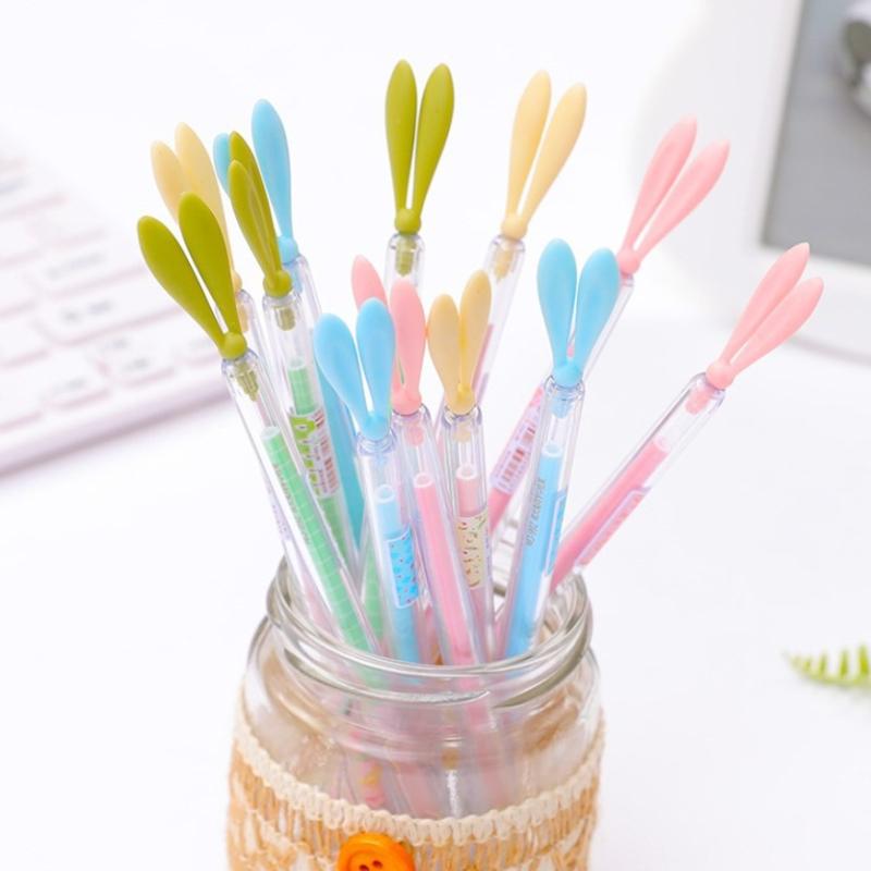 Korean cute cartoon little fresh rabbit long ears signature with dust plug gel pen high quality water