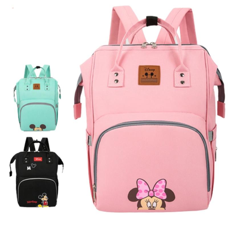 Stilvoller und robuster Oxford-Wickelrucksack für Mütter und Väter mit großem Fassungsvermögen und Mickey Mouse-Motiv