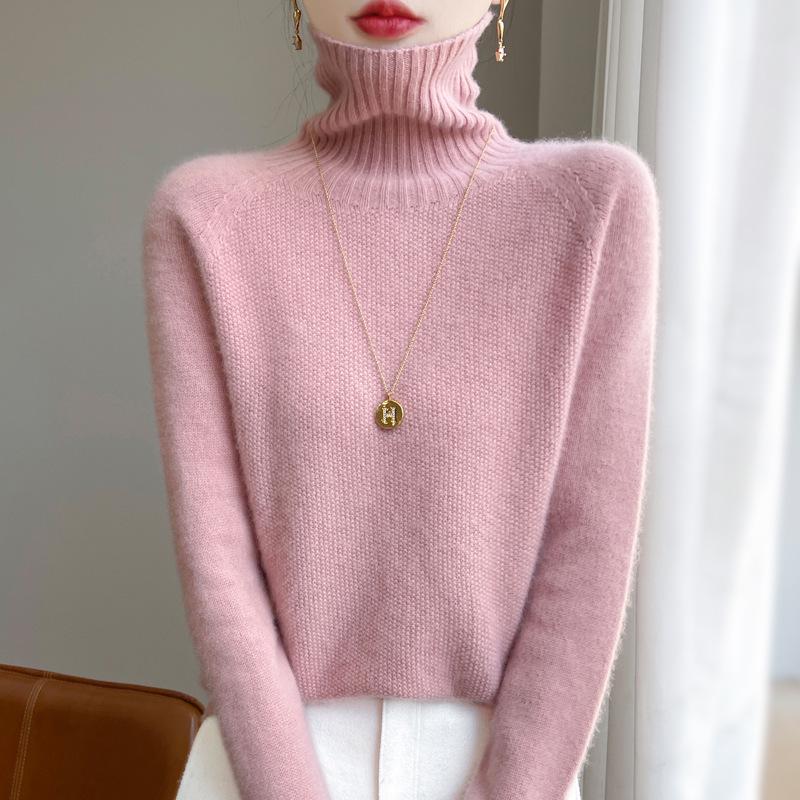 Women's Osmanthus Stitch High-Collar Wool Sweater: Versatile, Warm Autumn & Winter Knit Long Sleeve Base Layer