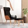 Recliner Chair with Footstool Black Artificial Leather & Fabric