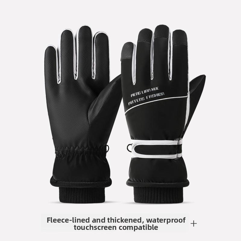 Motorcycle Winter Warm Snowboard Ski Gloves Unisex Non-Slip Touch Screen Waterproof Pu Leather Outdoor Cycling Fleece Snow Glove