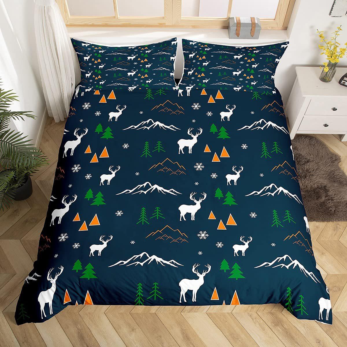 Christmas-themed Down Comforter Set Bedding Set 3-piece Duvet Cover Set 135*200cm