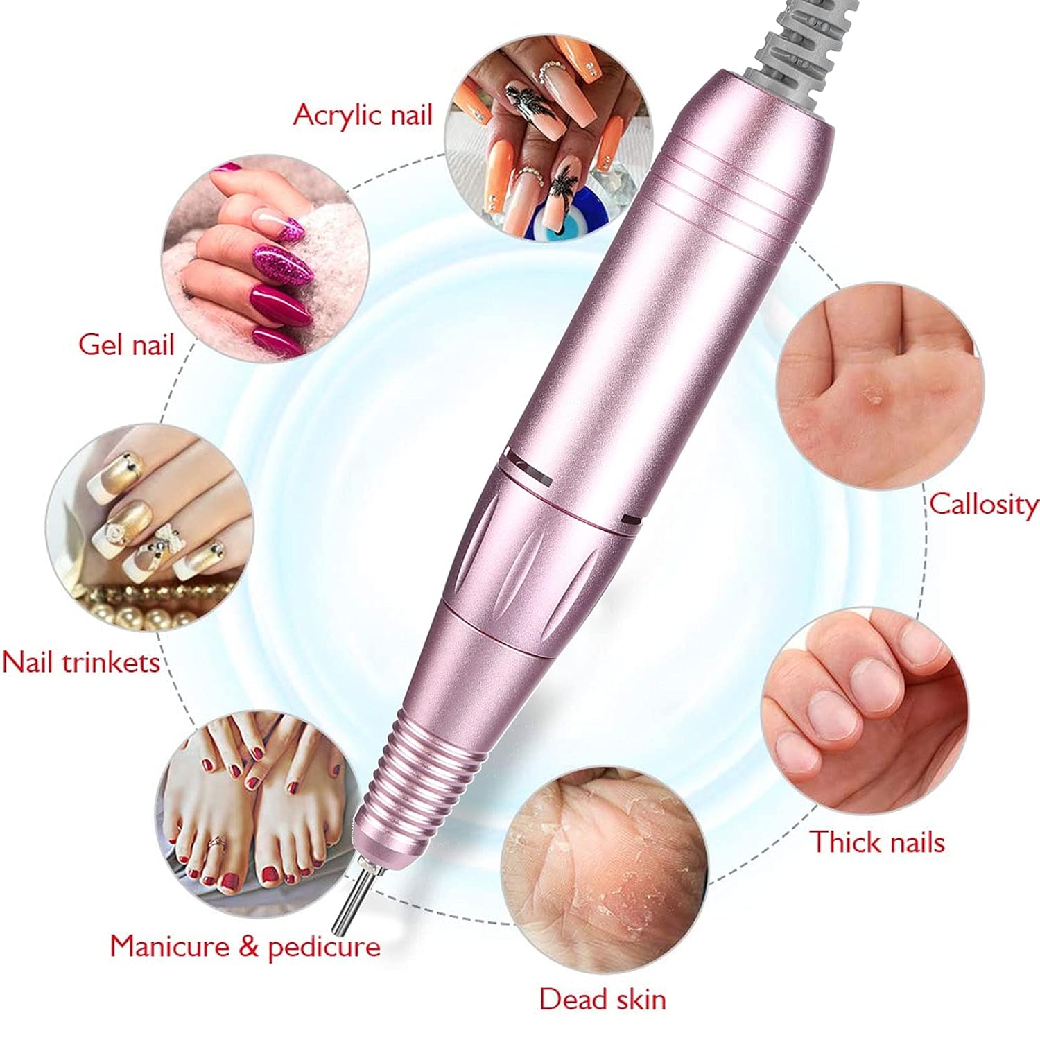 Nail Drill Handpiece Manicure Tool, 35000rpm Speed Aluminum Alloy Replacement Handpiece for Nail Drill Handle Machine Nail Polishing Machine Handle