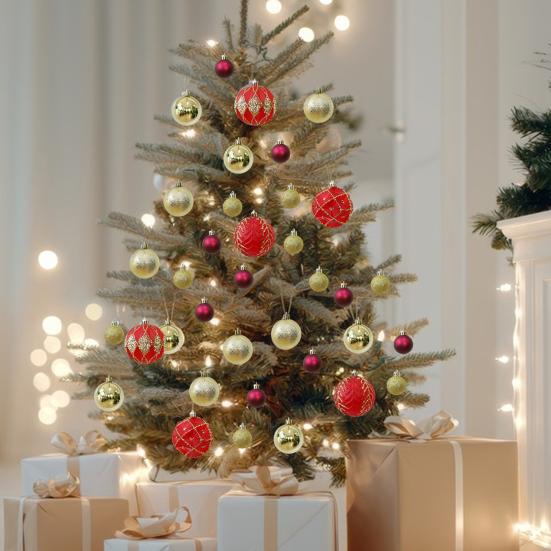 36 Pcs Christmas Balls Ornaments Shatterproof Plastic Balls Christmas Tree Decoration with Hanging Loop for Xmas Tree Wedding Holiday Party Decor