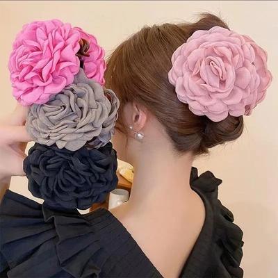 French Vintage Rose Hair Claw Clips Women Advanced Temperament Backward Shark Hairpin Headwear Sweet Hair Clamp Hair Accessories