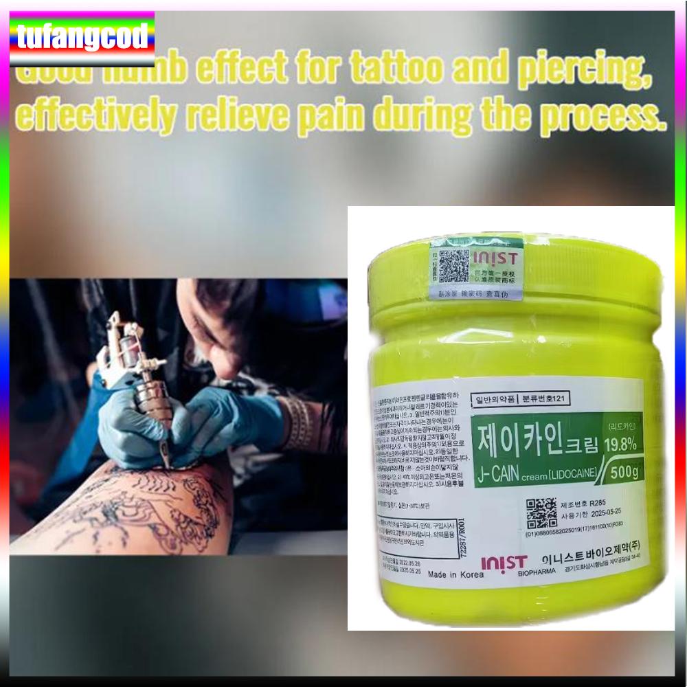 tufangcod 500g Tattoo Anesthetic Fast Skin Numbing 19.8% Yellow Cream Semi Permanent