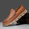 New Men Genuine Leather Casual Shoes Comfortable Flat Shoes Thick-soled Slip-on Loafers Big Size
