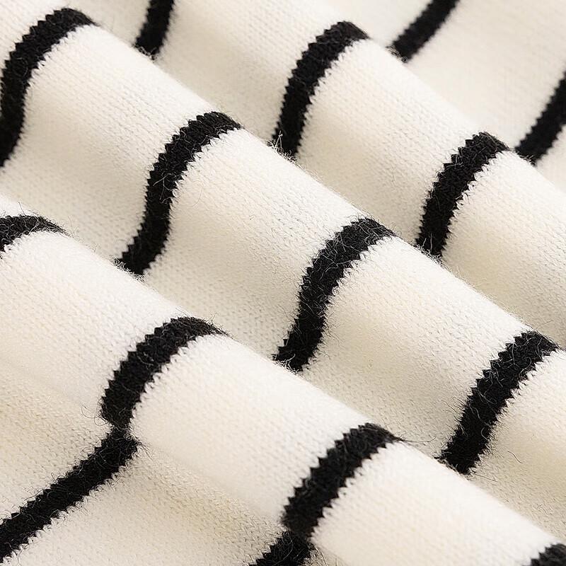 Women's Hooded Colorblock Striped Half-Button Knit Sweater