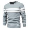 Men’s Euro Fit Striped Colorblock Crew Neck Pullover Sweater