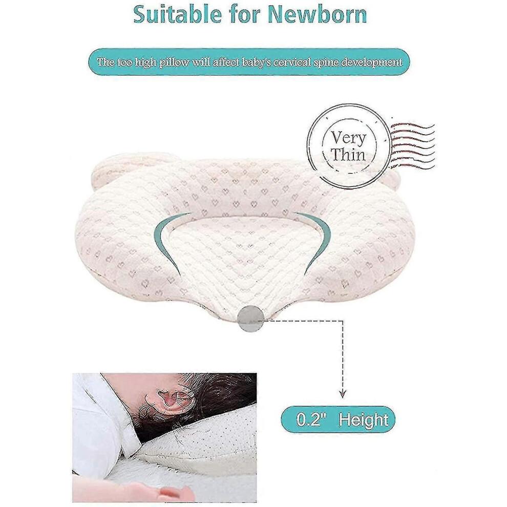 Muitar Soft Baby Nursery Pillows Unisex Newborns Head Shaping Infant Support Sleeping Head Sleep Pillows with Bear Ears
