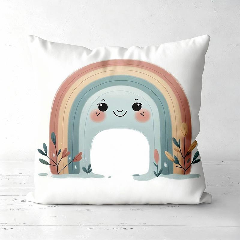Cute Rainbow Patterned Cushion Covers for Home Decor Polyester Pillowcase, Sofa Decorative Cushion Cov Headboard Pillow
