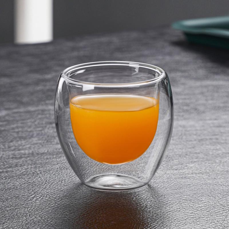 Hand-Blown Double-Walled Egg-Shaped Heat-Resistant Cup for Coffee, Juice, Milk, and Tea