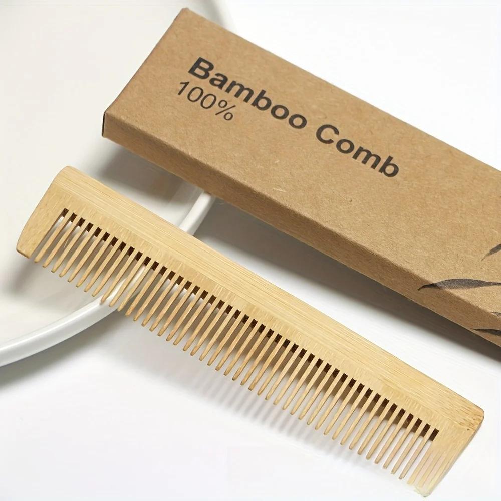 1pc Thickened Natural Bamboo Comb for Normal Hair - Gentle Detangling Wooden Hairbrush,Durable & Hair Care Styling Tool