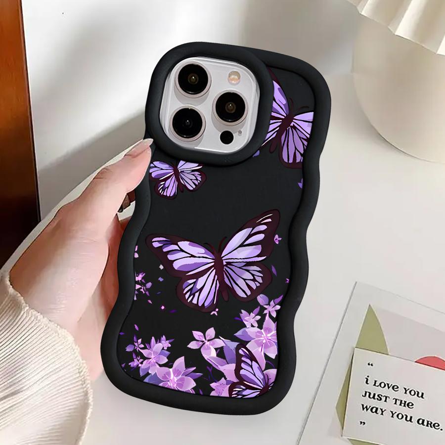 Soft Phone Cover Case for iPhone 11 13 16 Pro Max 14 17 Air XR 12 15 Plus 8 INS Retro Butterfly