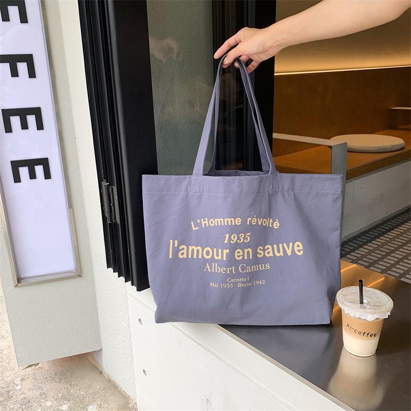 Women Canvas Shoulder Bag Albert Camus L homme révolté Shopping Bag Eco Cotton Shopper Purse Cloth Fabric Handbag Tote For Girls