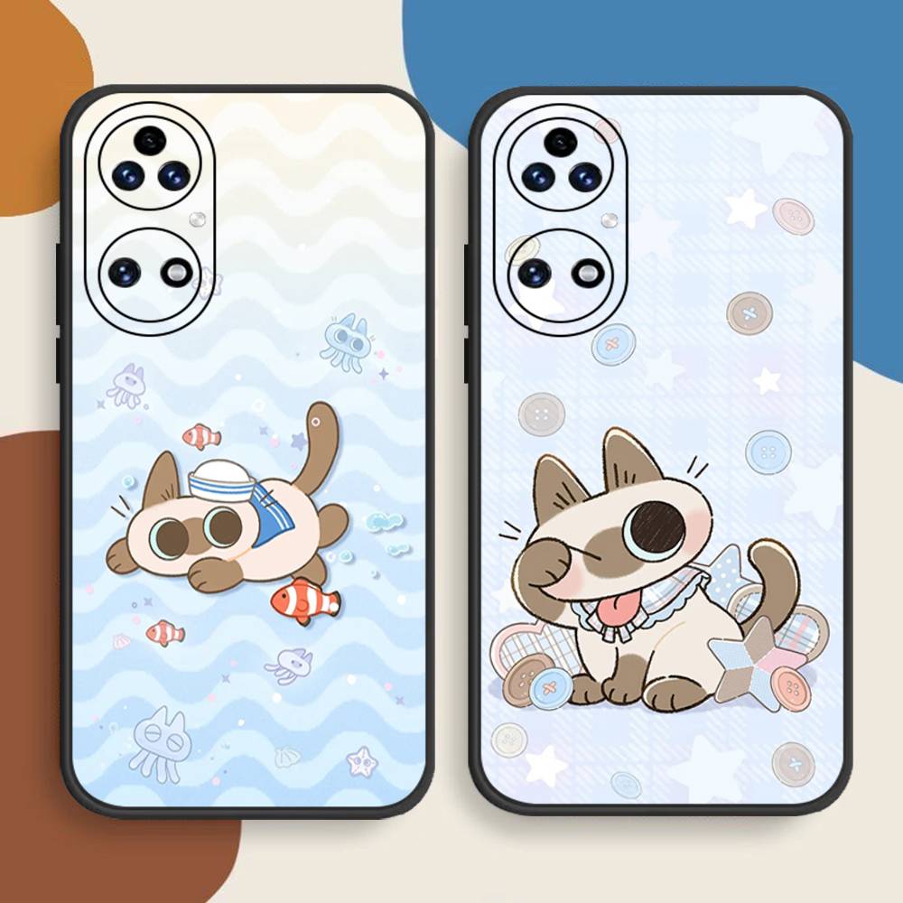 Cartoon Siamese Cat Couple Phone Case For Huawei P 8 9 10 20 30 40 50 Pro Lite Psmart Honor 10 Lite 70 Mate 20lite