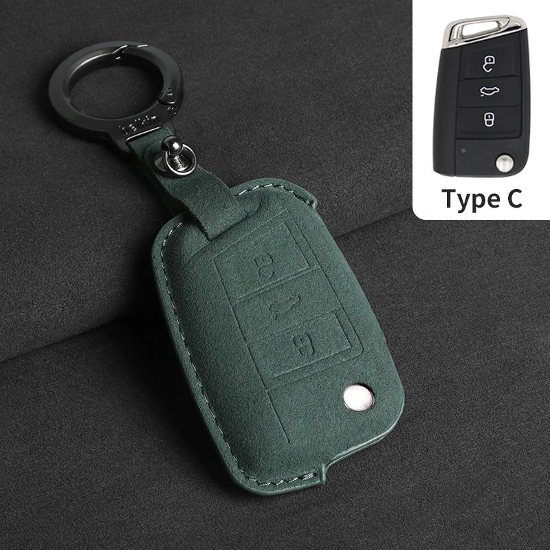 Suede Autoklep Sleutelhoes Cover voor VW Volkswagen Golf 7 MK7 Tiguan MK2 T-roc Skoda Octavia Kodiaq Karoq Seat Ateca Leon Passat