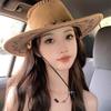 Western Cowboy Hat Travel Casual Men's and Women's Sun Hat Imitation Suede Summer Sunscreen Cool Knight Hat