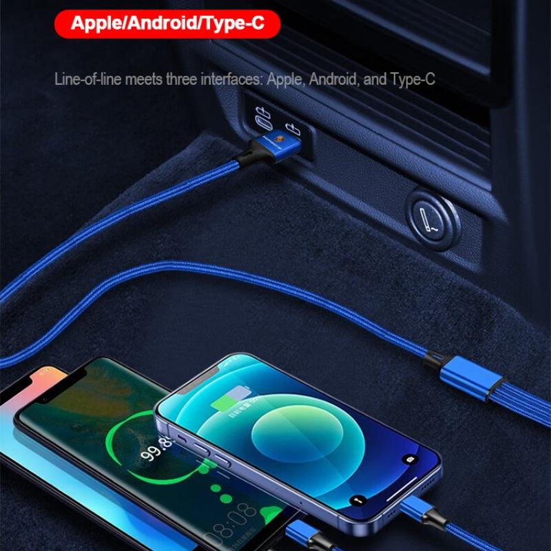 1Pcs Three-in-one Car Superstrong Fast Charging Data Cable For Porsche 911 Cayenne Panamera Macan Boxster Carrera-GT 928 944 918