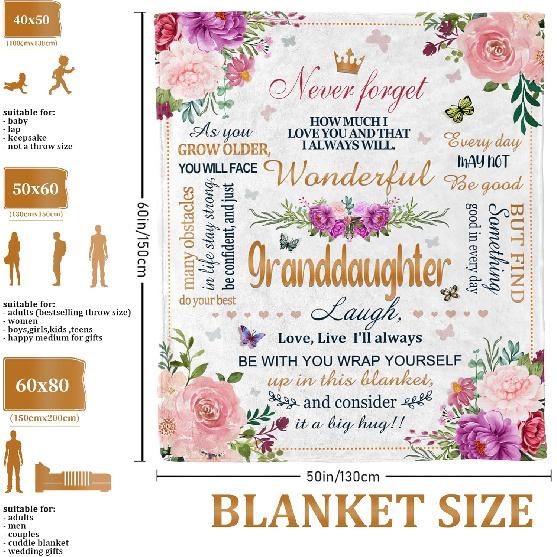 Granddaughter Gifts from Grandma, Granddaughter Birthday Gift Ideas, Gifts for Granddaughter Blanket, Graduation Gift for Granddaughter from