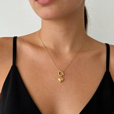 French Retro-Plated 18K Gold Love Necklace, Titanium Steel Ot Buckle Necklace, Easy To Wear And Non-Fading Gift