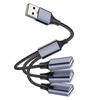 USB 2.0 Extension Cable 1 Male to 3 Female Adapter for Multiple Devices Data Transfer with Metal Housing and 30cm Length