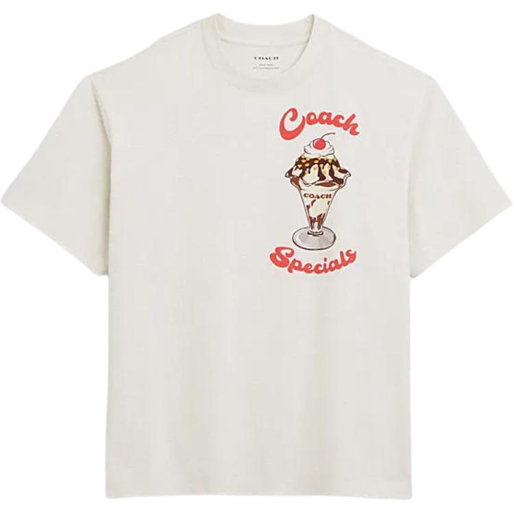 Coach Мужская футболка с круглым вырезом и коротким рукавом с принтом логотипа и букв, серый/белый, CT008-OFW L