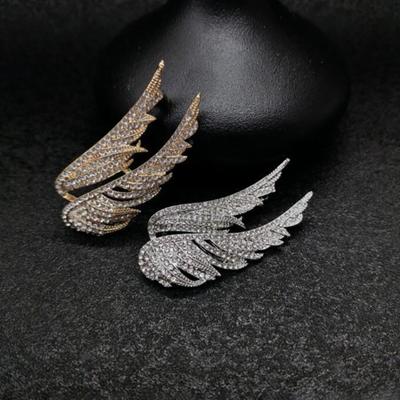 Exquisite Diamond Angel Wings Brooches Personalized High-Grade Feather Corsage Luxury Pins Clothing Accessories Gifts