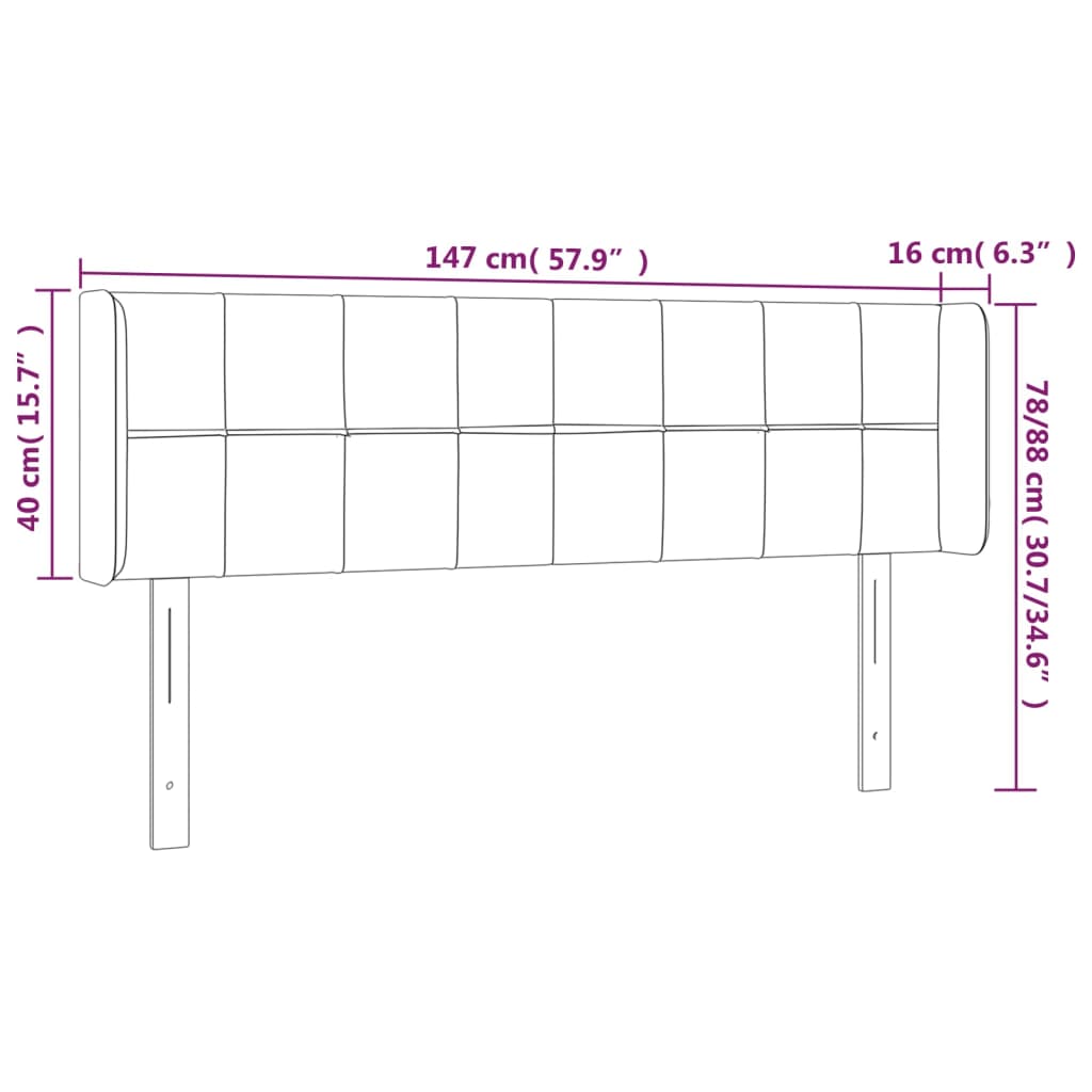 Vidaxl Zagłówek Do Łóżka Z Led, Ciemnoszary, 147X16X78/88 Cm, Aksamit