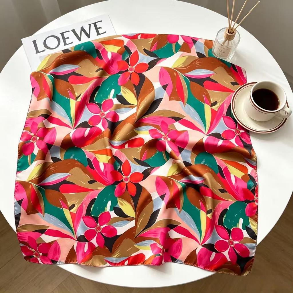 70cm×70cm Retro Paisley Imitation Silk Square Scarf - Versatile Decorative Neck Scarf Shawl