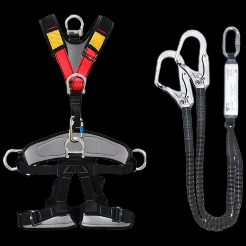 Full Body Climbing & Bungee Safety Harness with Shock Absorbing Lanyard