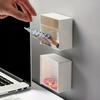 Wall-Mounted Adhesive Plastic Storage Box with Fan, Bathroom Shelf for Cotton Swabs, Makeup Pads and Oral Care Products