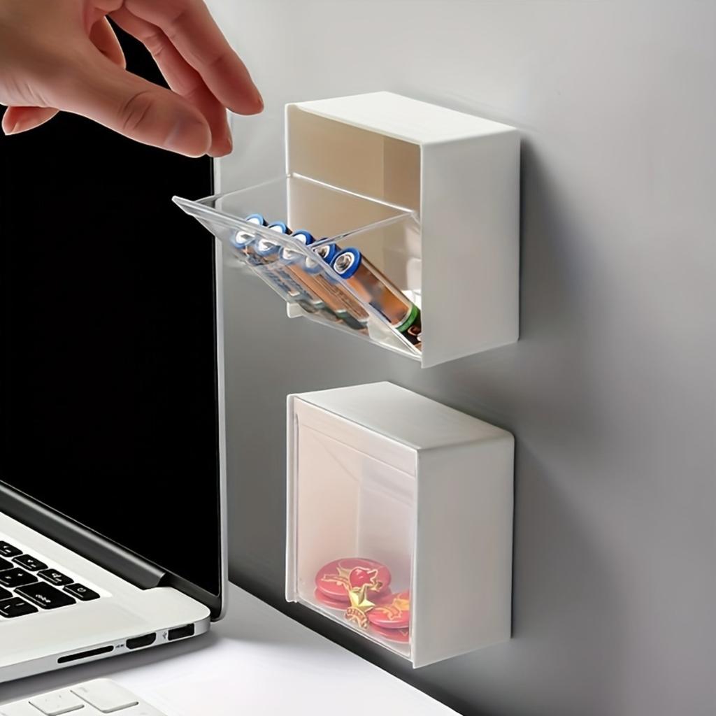 Wall-Mounted Adhesive Plastic Storage Box with Fan, Bathroom Shelf for Cotton Swabs, Makeup Pads and Oral Care Products