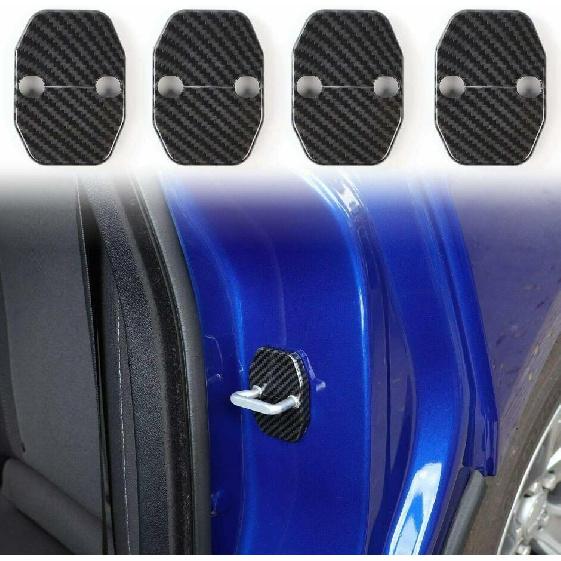 For Dodge Durango 11-21 Carbon Fiber Car Door Lock Cover Buckle Cap Trim Cover4*