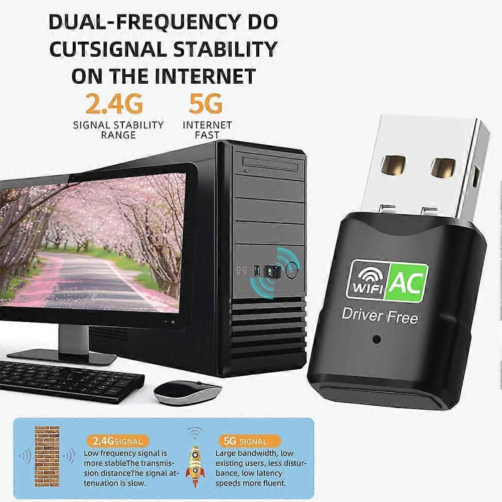 600Mbps USB WiFi Adapter Dual Band 2.4G 5Ghz 802.11AC Wireless Network Card