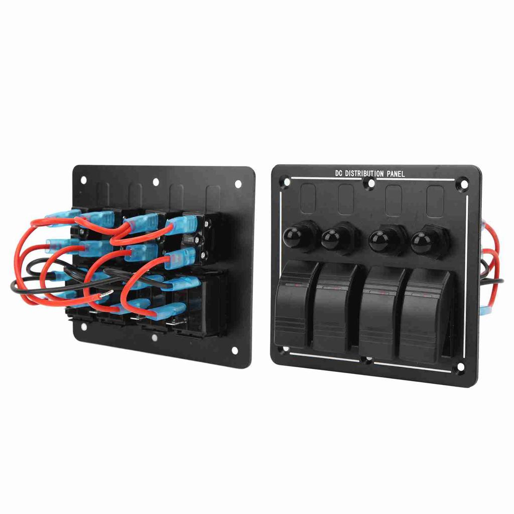 4 Gang Rocker Switch Panel 12‑24V ON Off Toggle Switch Panel IP66 Waterproof with LED Indicator for 