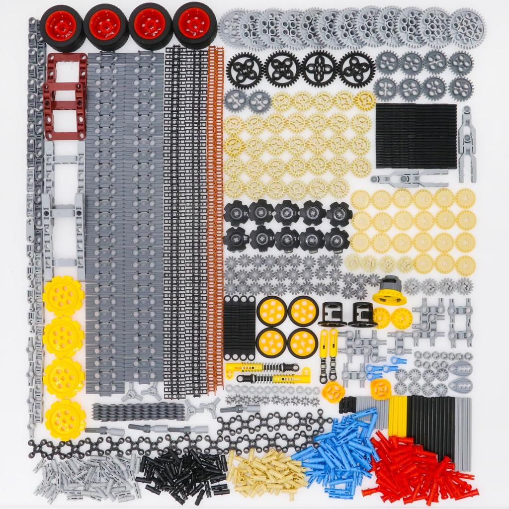 BrickBounty 846 Pcs Technic Parts Compatible with Technic Lift MOC STEM Replacement Kit for Technic Building Blocks Sets, Tires, Wheels, Frames, Arms,