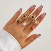 6Pcs Punk Exaggerated Metal Finger Rings Set for Women Men Vintage Flower Pearl Crystal Europe America Open Rings Luxury Jewelry