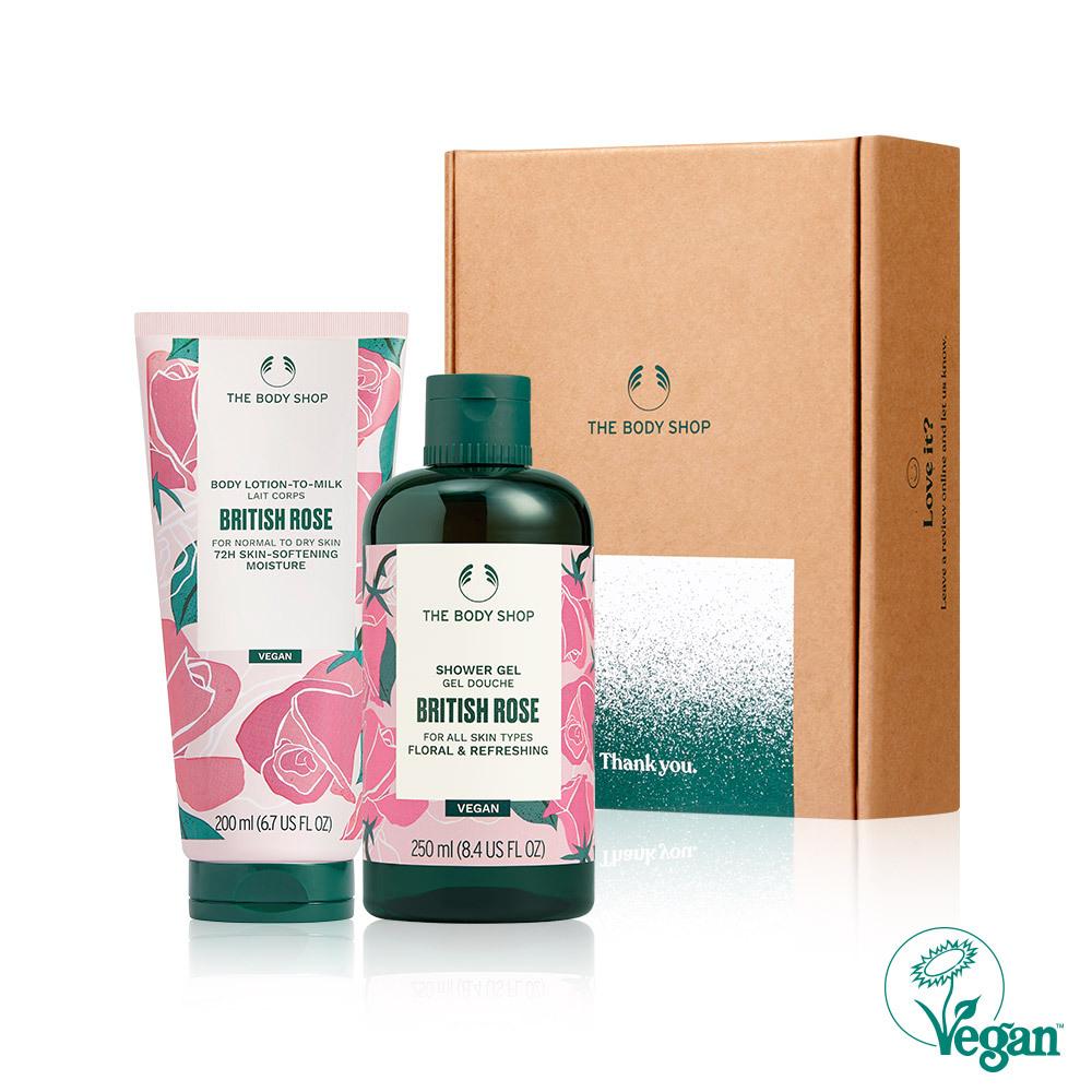 The Body Shop British Rose Body Care Set Of 2  Shower Gel 250ml+Body Lotion 200ml 