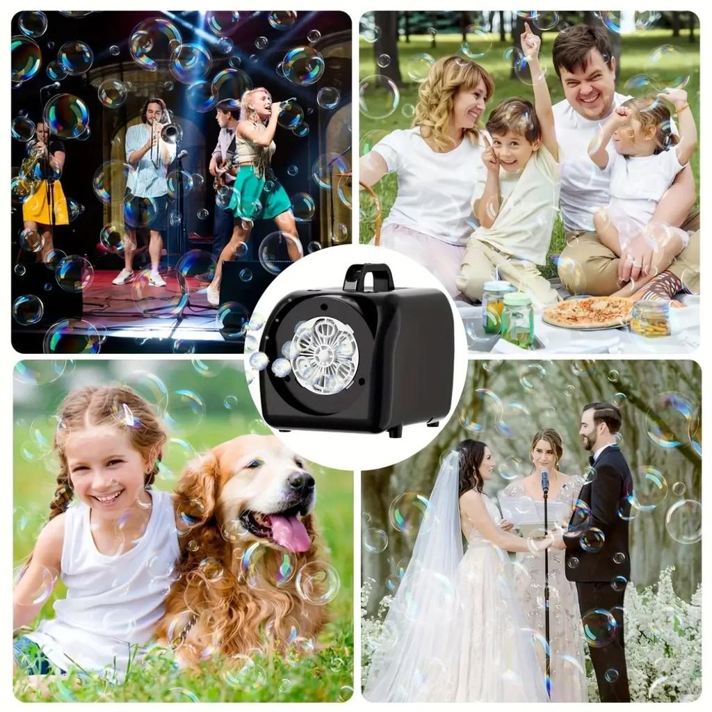 Portable Handheld Stage Bubbles Blowing Led Lights Kids Electric Automatic Maker Bubbles Toys Outdoor Wedding Party Prop Game