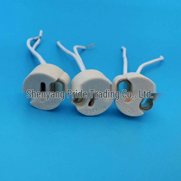High-Temperature Resistant Ceramic Lamp Holder for G4/G5.3/6.35 Shadowless Bulb, Microscope Lamp Head, Halogen Lamp Base.