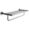 Stainless Steel Wall-Mounted Towel Rack with Storage Shelf, Punch-Free Installation