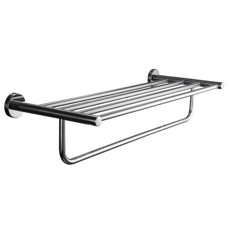 Stainless Steel Wall-Mounted Towel Rack with Storage Shelf, Punch-Free Installation