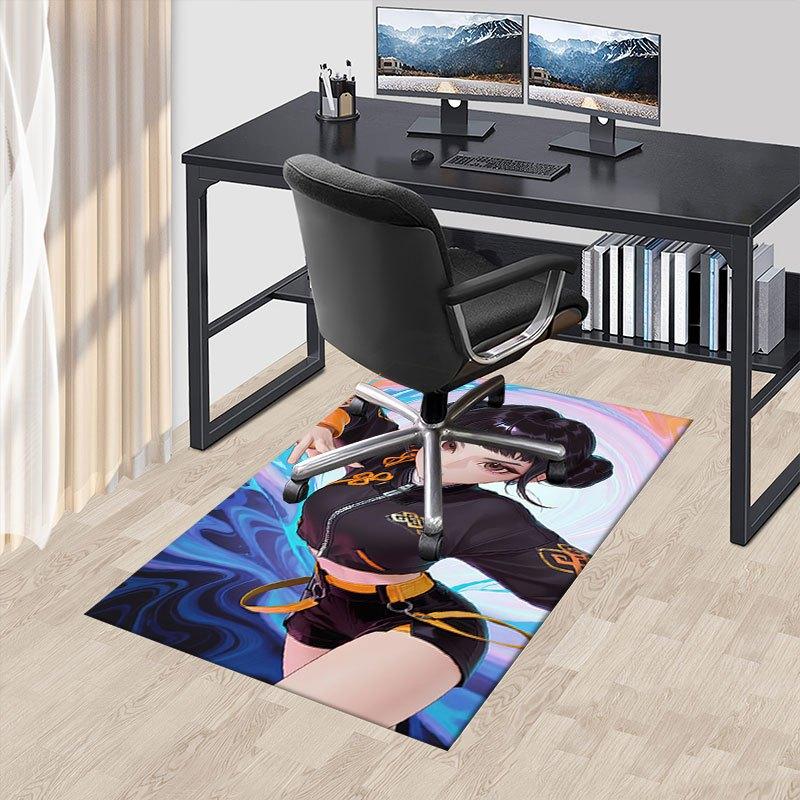 

Chinese Style Sportswear with Traditional Embroidery Offic Chair Mat, K-pop Theme Carpet, Non-slip, Soft and Durable Leisure Rug for Interi 60cm by 90cm