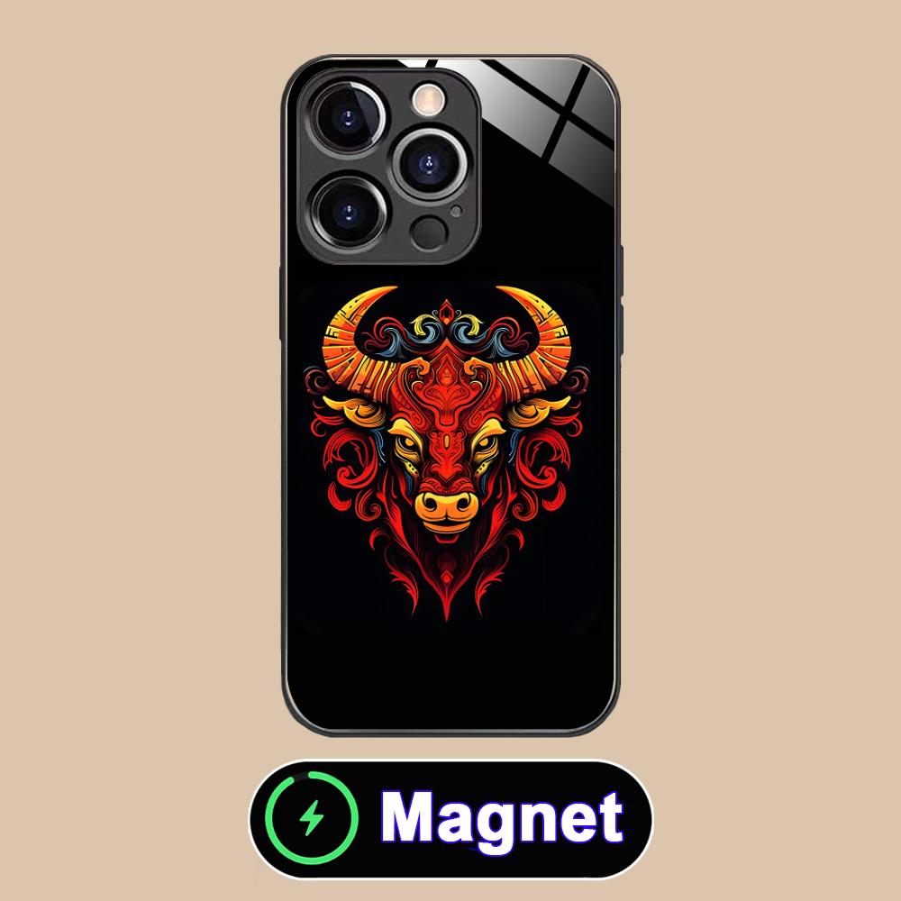 Bull Head Phone Case for iPhone 17 16 15 14 13 12 11 Air Pro Max Plus Mini Glass MagSafe Cover