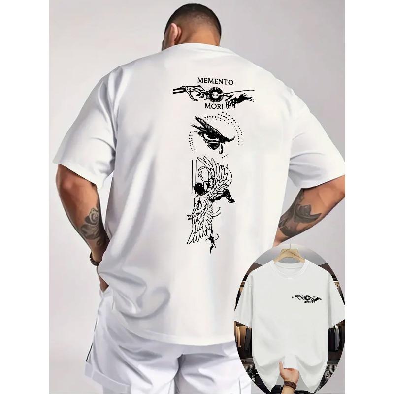 New Summer "MEMENTO" Letter Front And Back Double-Sided High-Quality Hot Stamping Print Classic Trendy Men'S Casual Fashion Short-Sleeved