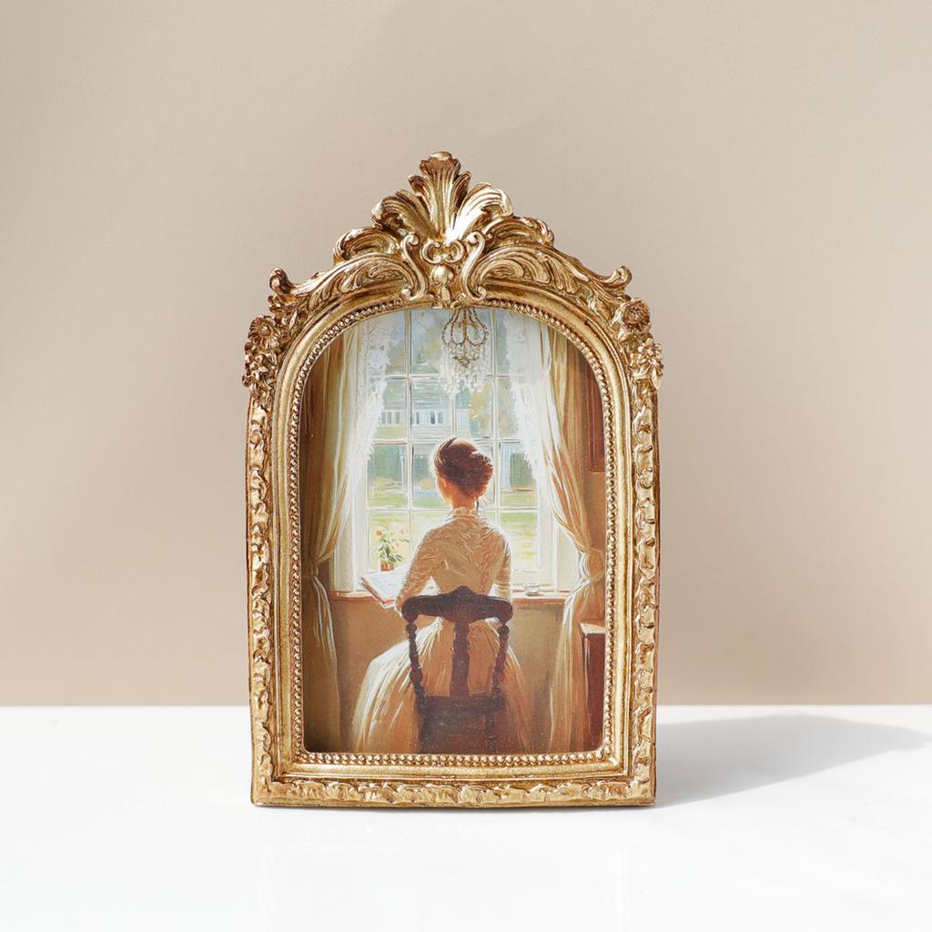 Classical Wall Mount Photo Frame With Stand Elegant Antique Resins Picture Frame For Living Room Bedroom Office Decors